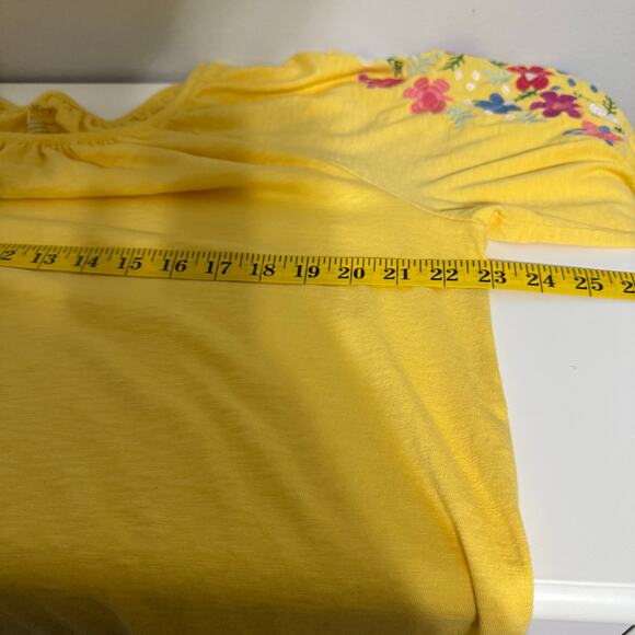 Talbots Top Size XL Yellow Embroidered Floral Off Shoulder Festival Artsy - Picture 10 of 11